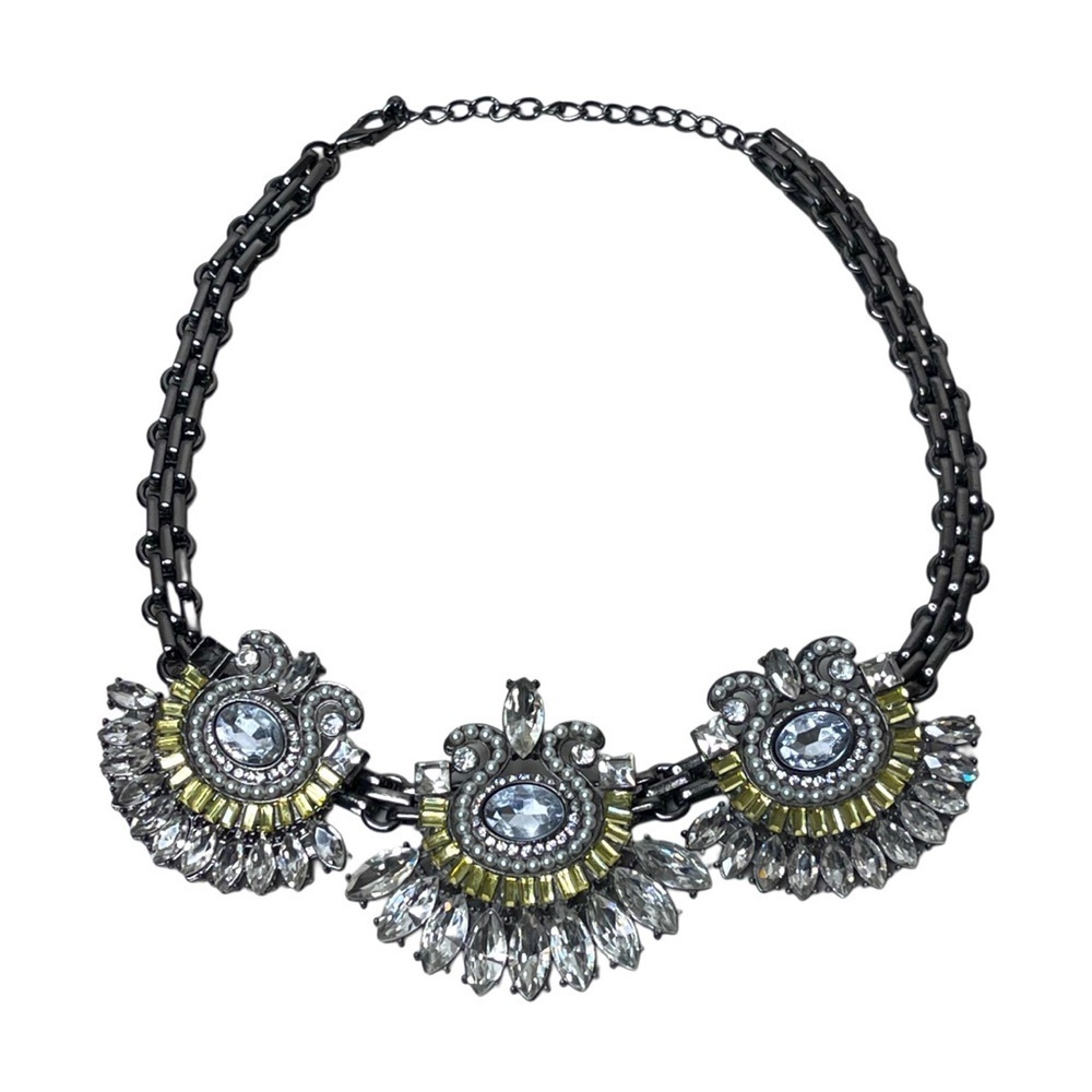 Angonet Treska Rhinestone Studded Evening Bold Statement Necklace
